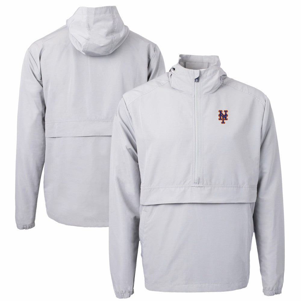 New York Mets Cutter & Buck Charter Eco Recycled Half-Zip Anorak Jacket - Gray Jackets
