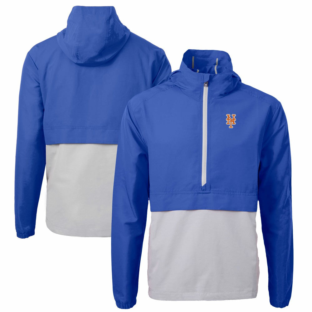 New York Mets Cutter & Buck Charter Eco Recycled Half-Zip Anorak Jacket - Royal/Gray Jackets