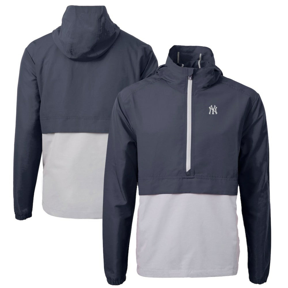 New York Yankees Cutter & Buck Charter Eco Recycled Half-Zip Anorak Jacket - Navy/Gray Jackets
