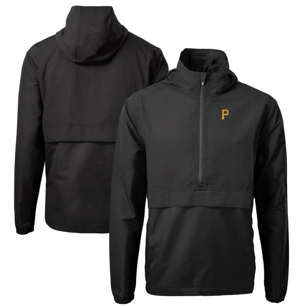 Pittsburgh Pirates Cutter & Buck Charter Eco Recycled Half-Zip Anorak Jacket - Black Jackets