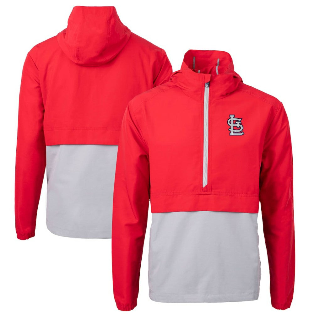 St. Louis Cardinals Cutter & Buck Charter Eco Recycled Half-Zip Anorak Jacket - Red/Gray Jackets