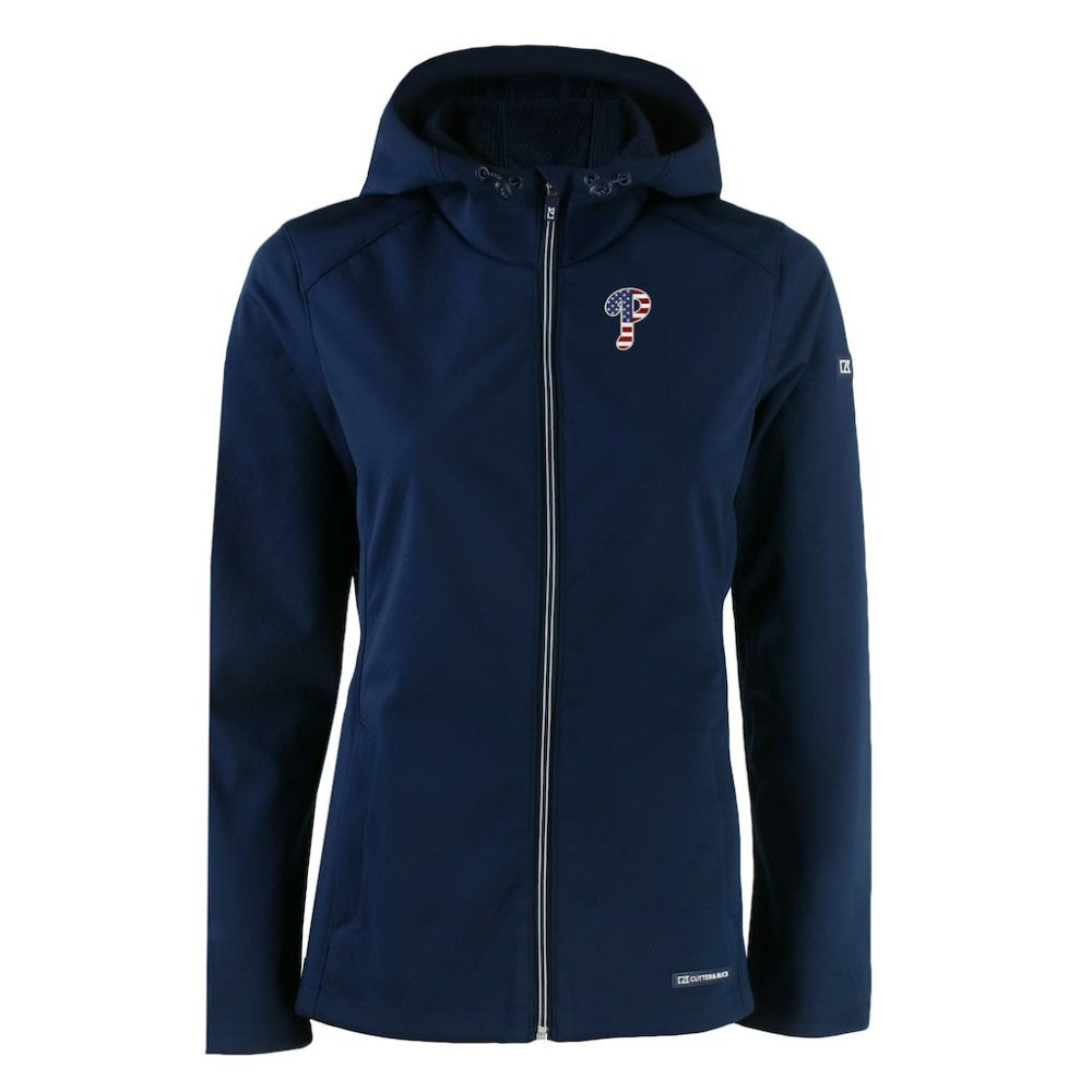 Philadelphia Phillies Cutter & Buck Women's Evoke Eco Softshell Recycled Full-Zip Jacket - Navy Jackets