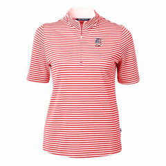 Detroit Tigers Cutter & Buck Women's Virtue Eco Pique Stripe Recycled Quarter-Zip Pullover Top - Red Pullover
