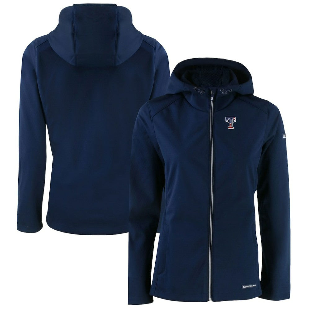 Texas Rangers Cutter & Buck Women's Evoke Eco Softshell Recycled Full-Zip Jacket - Navy Jackets