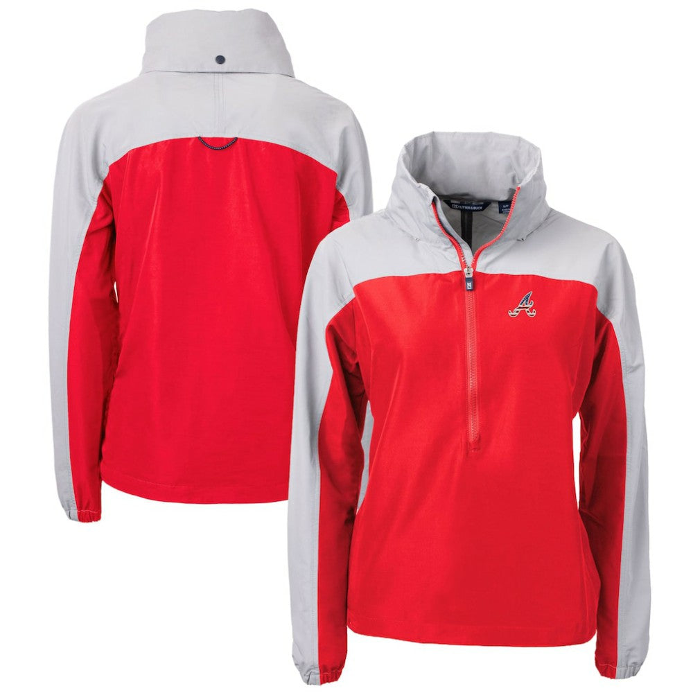 Atlanta Braves Cutter & Buck Women's Charter Eco Recycled Anorak Jacket - Red/Gray Jackets