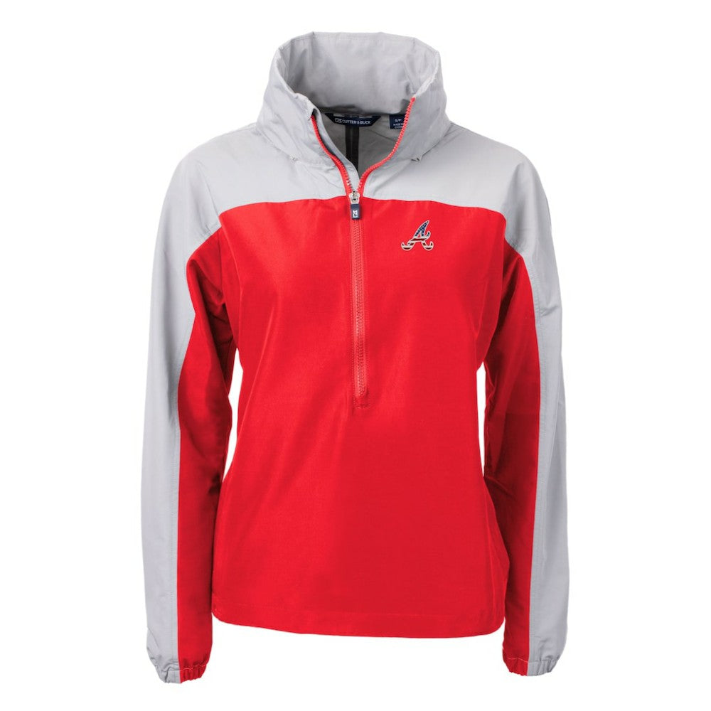Atlanta Braves Cutter & Buck Women's Charter Eco Recycled Anorak Jacket - Red/Gray Jackets