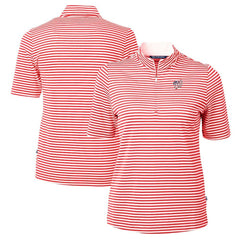 Washington Nationals Cutter & Buck Women's Virtue Eco Pique Stripe Recycled Quarter-Zip Pullover Top - Red Pullover