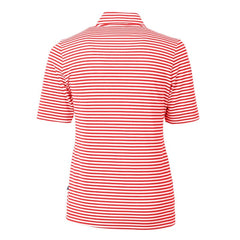 Washington Nationals Cutter & Buck Women's Virtue Eco Pique Stripe Recycled Quarter-Zip Pullover Top - Red Pullover