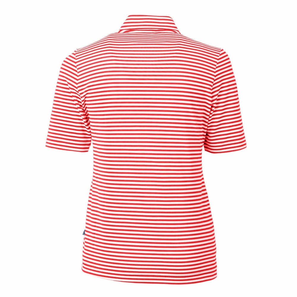 Cincinnati Reds Cutter & Buck Women's Virtue Eco Pique Stripe Top - Red Tops