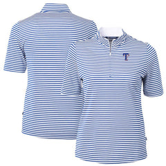 Texas Rangers Cutter & Buck Women's Virtue Eco Pique Stripe Top - Blue Tops