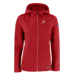 Atlanta Braves Cutter & Buck Women's Evoke Eco Softshell Recycled Full-Zip Jacket - Red Jackets