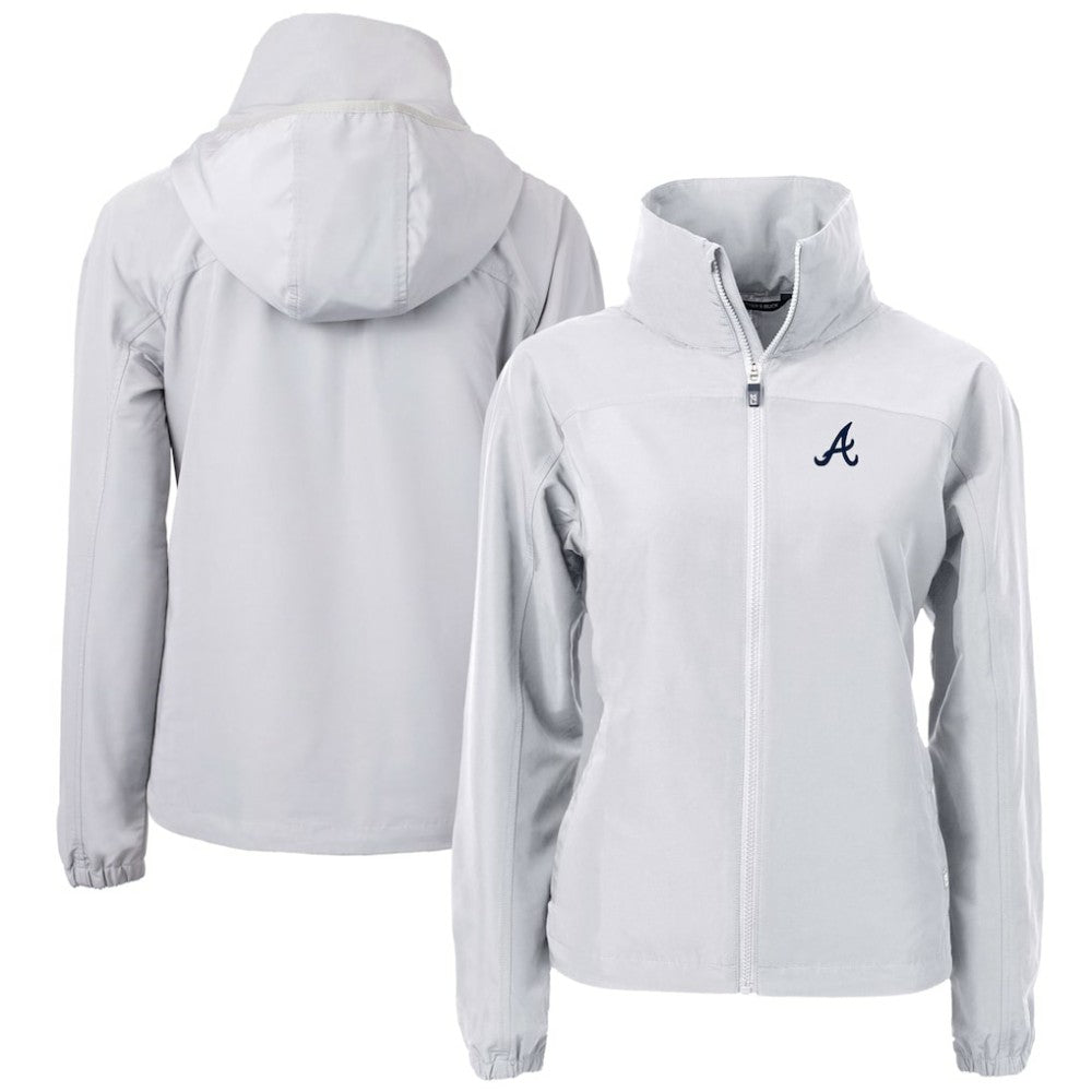 Atlanta Braves Cutter & Buck Women's Charter Eco Recycled Full-Zip Jacket - Gray Jackets