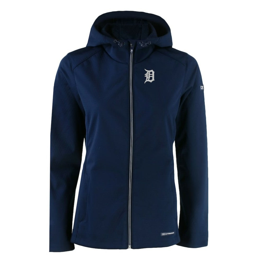 Detroit Tigers Cutter & Buck Women's Evoke Eco Softshell Recycled Full-Zip Jacket - Navy Jackets