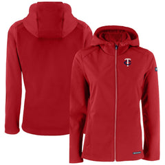 Minnesota Twins Cutter & Buck Women's Evoke Eco Softshell Recycled Full-Zip Jacket - Red Jackets