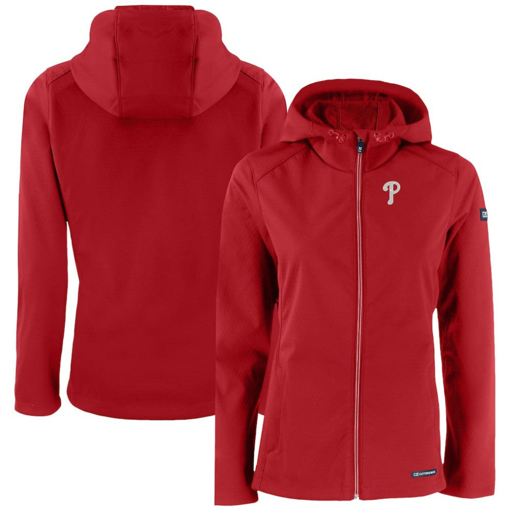 Philadelphia Phillies Cutter & Buck Women's Evoke Eco Softshell Recycled Full-Zip Jacket - Red Jackets