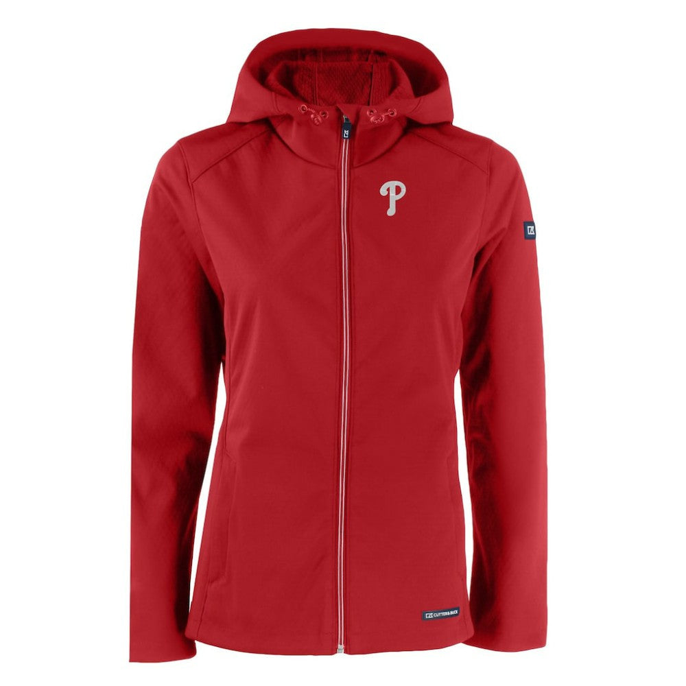 Philadelphia Phillies Cutter & Buck Women's Evoke Eco Softshell Recycled Full-Zip Jacket - Red Jackets