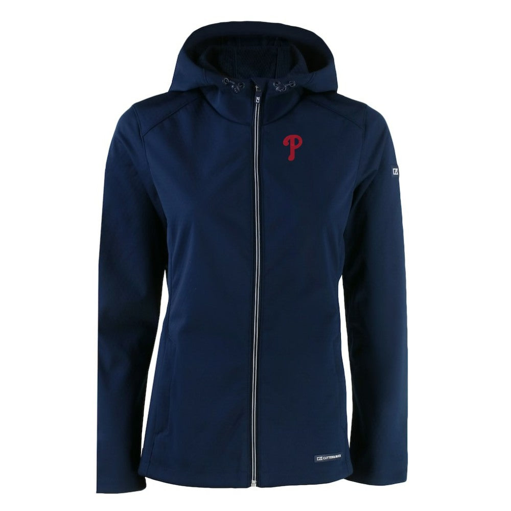 Philadelphia Phillies Cutter & Buck Women's Evoke Eco Softshell Recycled Full-Zip Jacket - Navy Jackets
