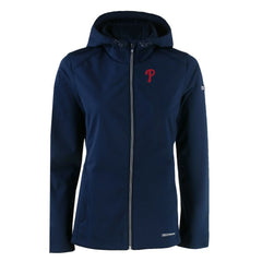 Philadelphia Phillies Cutter & Buck Women's Evoke Eco Softshell Recycled Full-Zip Jacket - Navy Jackets