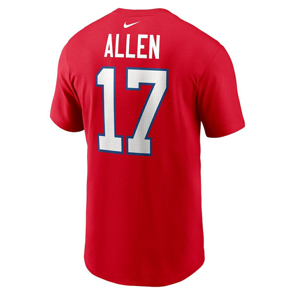 Josh Allen Buffalo Bills Player Name & Number T-Shirt - Red T-shirts