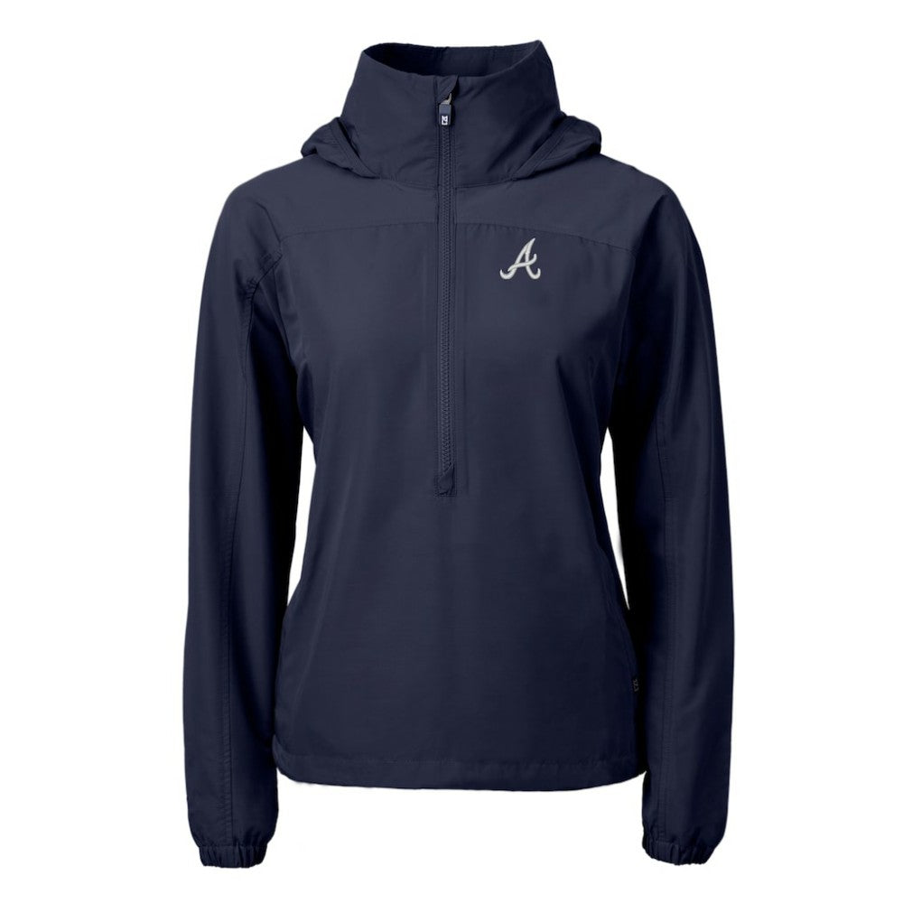 Atlanta Braves Cutter & Buck Women's Charter Eco Recycled Half-Zip Anorak Jacket - Navy Jackets