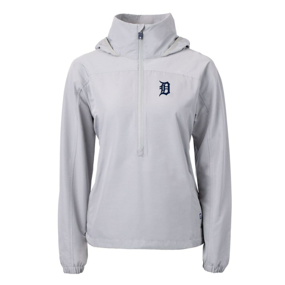 Detroit Tigers Cutter & Buck Women's Charter Eco Recycled Half-Zip Anorak Jacket - Gray Jackets