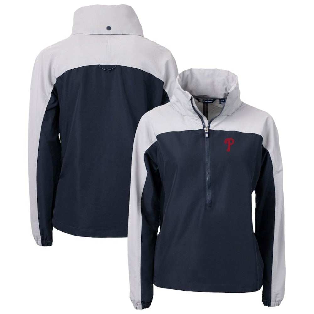 Philadelphia Phillies Cutter & Buck Women's Charter Eco Recycled Half-Zip Anorak Jacket - Navy Jackets