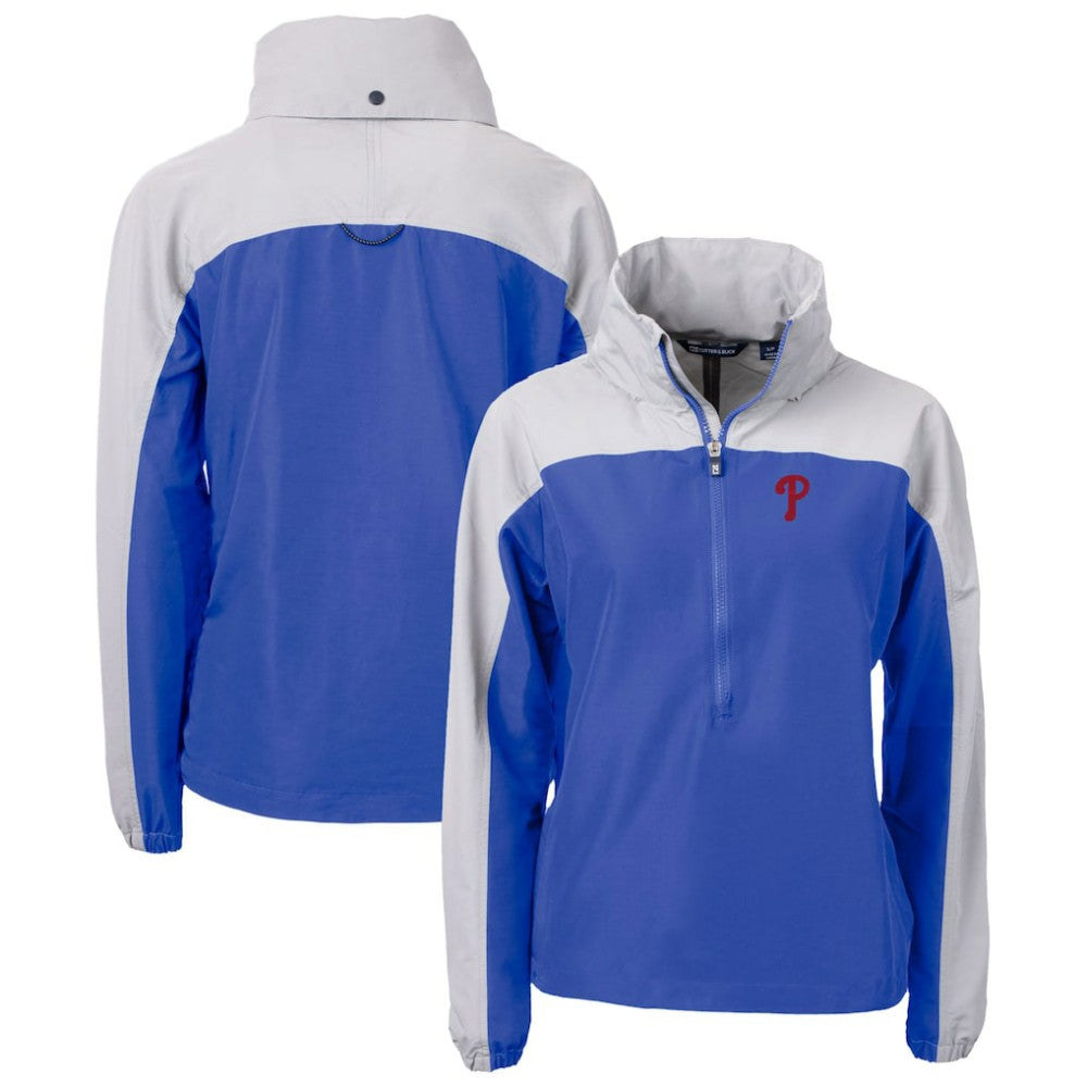 Philadelphia Phillies Cutter & Buck Women's Charter Eco Recycled Half-Zip Anorak Jacket - Royal Jackets