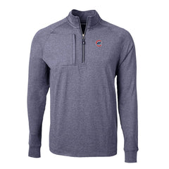 Chicago Cubs Cutter & Buck Big & Tall Adapt Eco Knit Stretch Recycled Quarter-Zip Pullover Top - Heather Navy Pullover