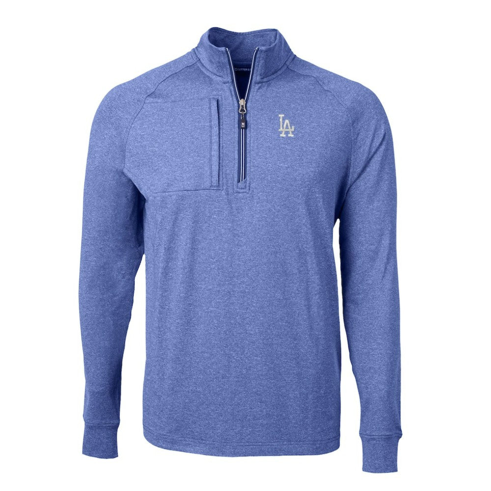 Los Angeles Dodgers Cutter & Buck Big & Tall Adapt Eco Knit Stretch Recycled Quarter-Zip Pullover Top - Heather Royal Pullover