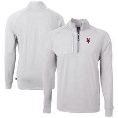 New York Mets Cutter & Buck Big & Tall Adapt Eco Knit Stretch Recycled Quarter-Zip Pullover Top - Heather Gray Pullover