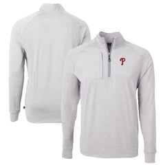 Philadelphia Phillies Cutter & Buck Big & Tall Adapt Eco Knit Stretch Recycled Quarter-Zip Pullover Top - Heather Gray Pullover
