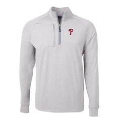 Philadelphia Phillies Cutter & Buck Big & Tall Adapt Eco Knit Stretch Recycled Quarter-Zip Pullover Top - Heather Gray Pullover