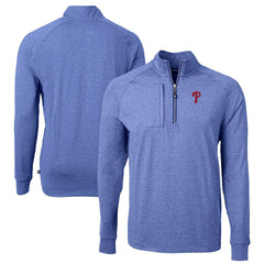 Philadelphia Phillies Cutter & Buck Big & Tall Adapt Eco Knit Stretch Recycled Quarter-Zip Pullover Top - Heather Royal Pullover