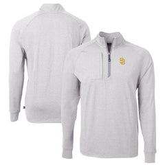 San Diego Padres Cutter & Buck Big & Tall Adapt Eco Knit Stretch Recycled Quarter-Zip Pullover Top - Heather Gray Pullover