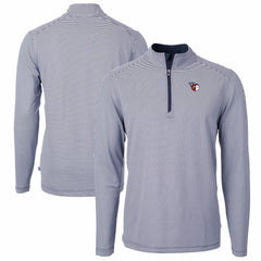 Cleveland Guardians Cutter & Buck Virtue Eco Pique Micro Stripe Big & Tall Recycled Quarter-Zip Pullover Top - Navy/White Pullover