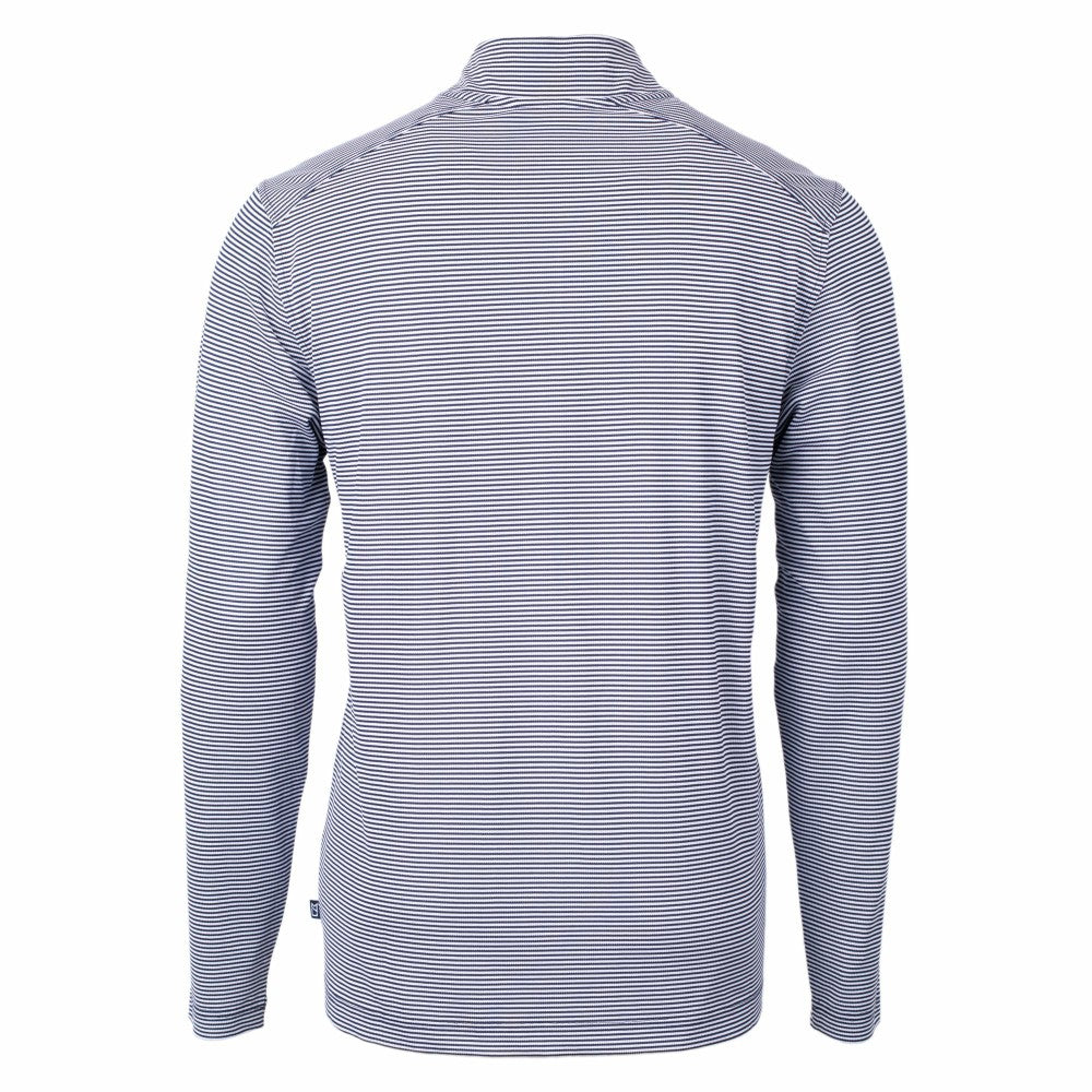 Cleveland Guardians Cutter & Buck Virtue Eco Pique Micro Stripe Big & Tall Recycled Quarter-Zip Pullover Top - Navy/White Pullover