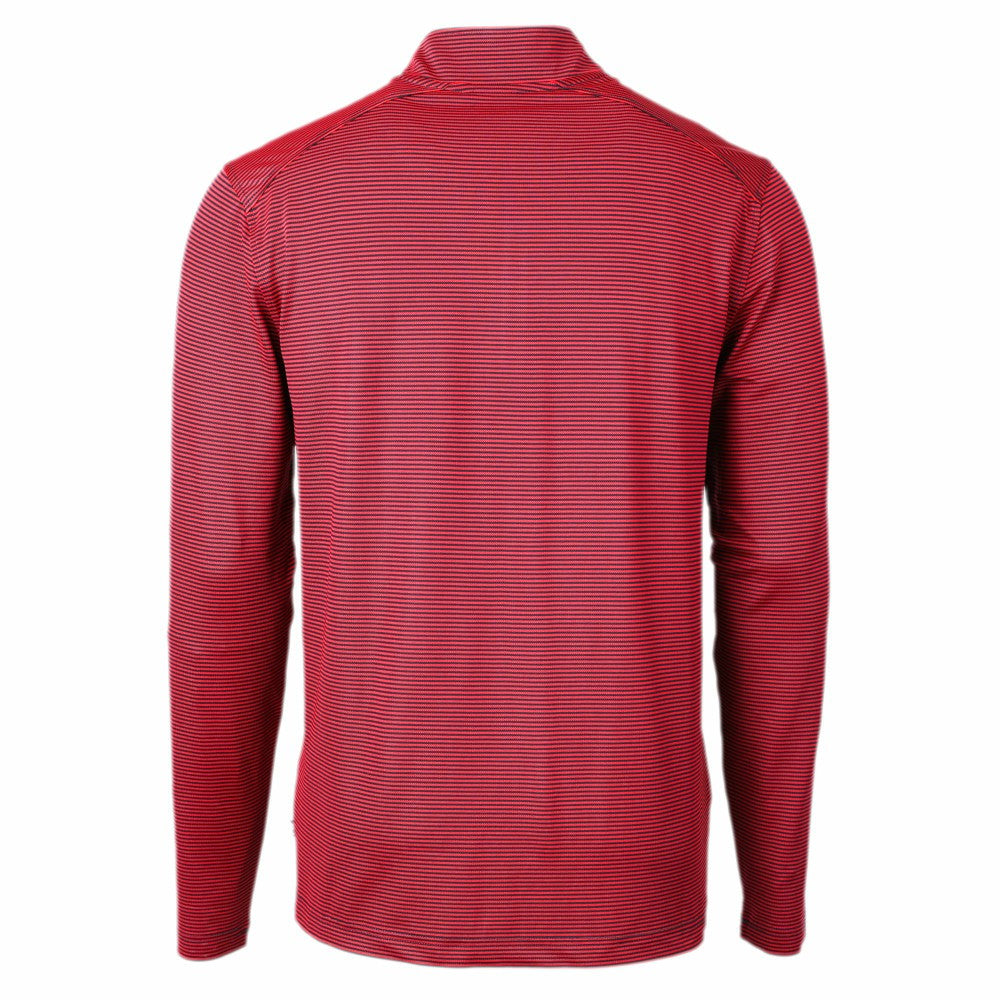 Cleveland Guardians Cutter & Buck Virtue Eco Pique Micro Stripe Big & Tall Recycled Quarter-Zip Pullover Top - Red/Navy Pullover