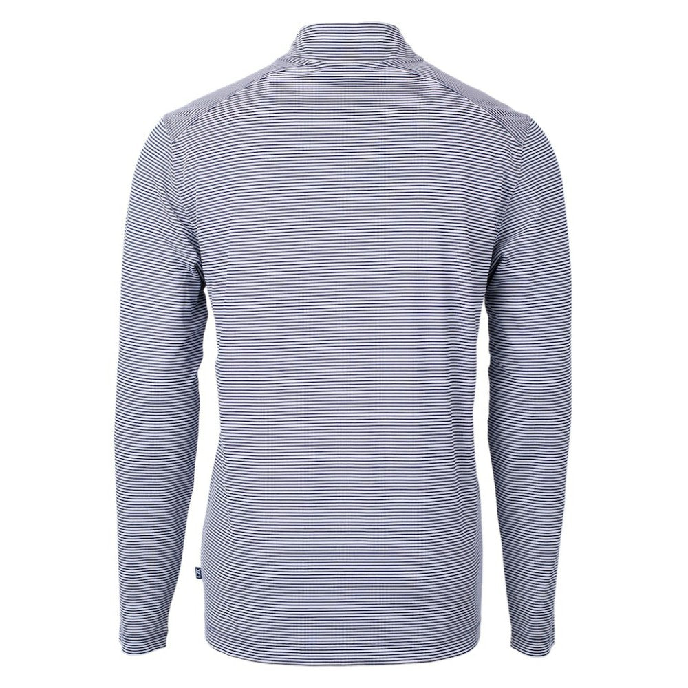 Houston Astros Cutter & Buck Virtue Eco Pique Micro Stripe Big & Tall Recycled Quarter-Zip Pullover Top - Navy/White Pullover