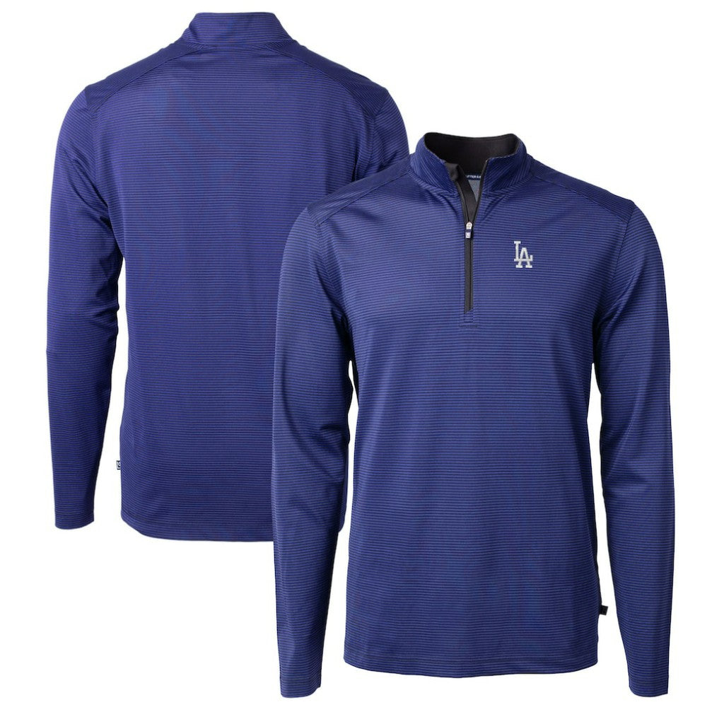 Los Angeles Dodgers Cutter & Buck Virtue Eco Pique Micro Stripe Big & Tall Recycled Quarter-Zip Pullover Top - Royal/Black Pullover