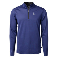 Los Angeles Dodgers Cutter & Buck Virtue Eco Pique Micro Stripe Big & Tall Recycled Quarter-Zip Pullover Top - Royal/Black Pullover