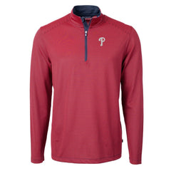 Philadelphia Phillies Cutter & Buck Virtue Eco Pique Micro Stripe Big & Tall Recycled Quarter-Zip Pullover Top - Red/Navy Pullover