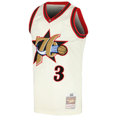 Allen Iverson Philadelphia 76ers Chainstitch Swingman Jersey Cream - Mitchell & Ness outlet