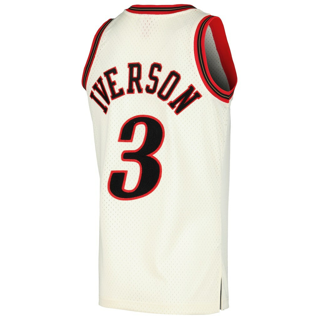 Allen Iverson Philadelphia 76ers Chainstitch Swingman Jersey Cream - Mitchell & Ness outlet