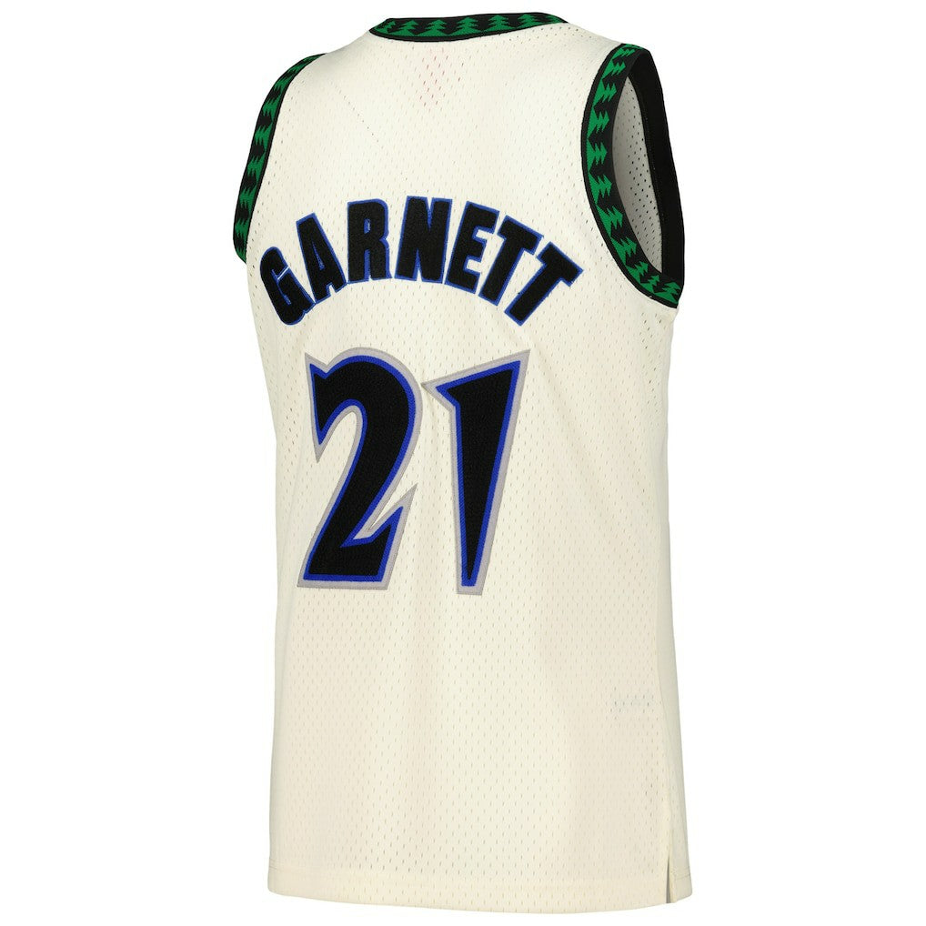 Kevin Garnett Minnesota Timberwolves Chainstitch Swingman Jersey Cream - Mitchell & Ness