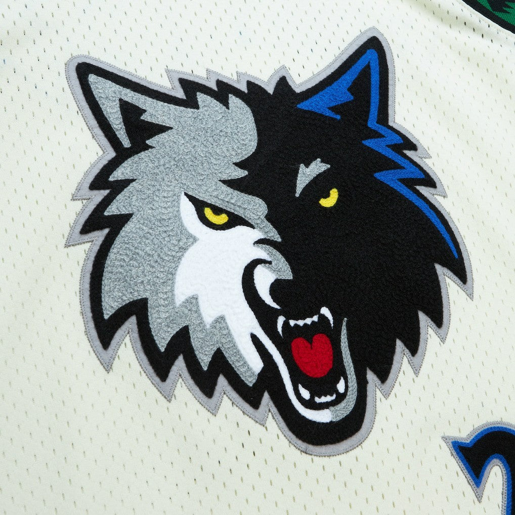 Kevin Garnett Minnesota Timberwolves Chainstitch Swingman Jersey Cream - Mitchell & Ness