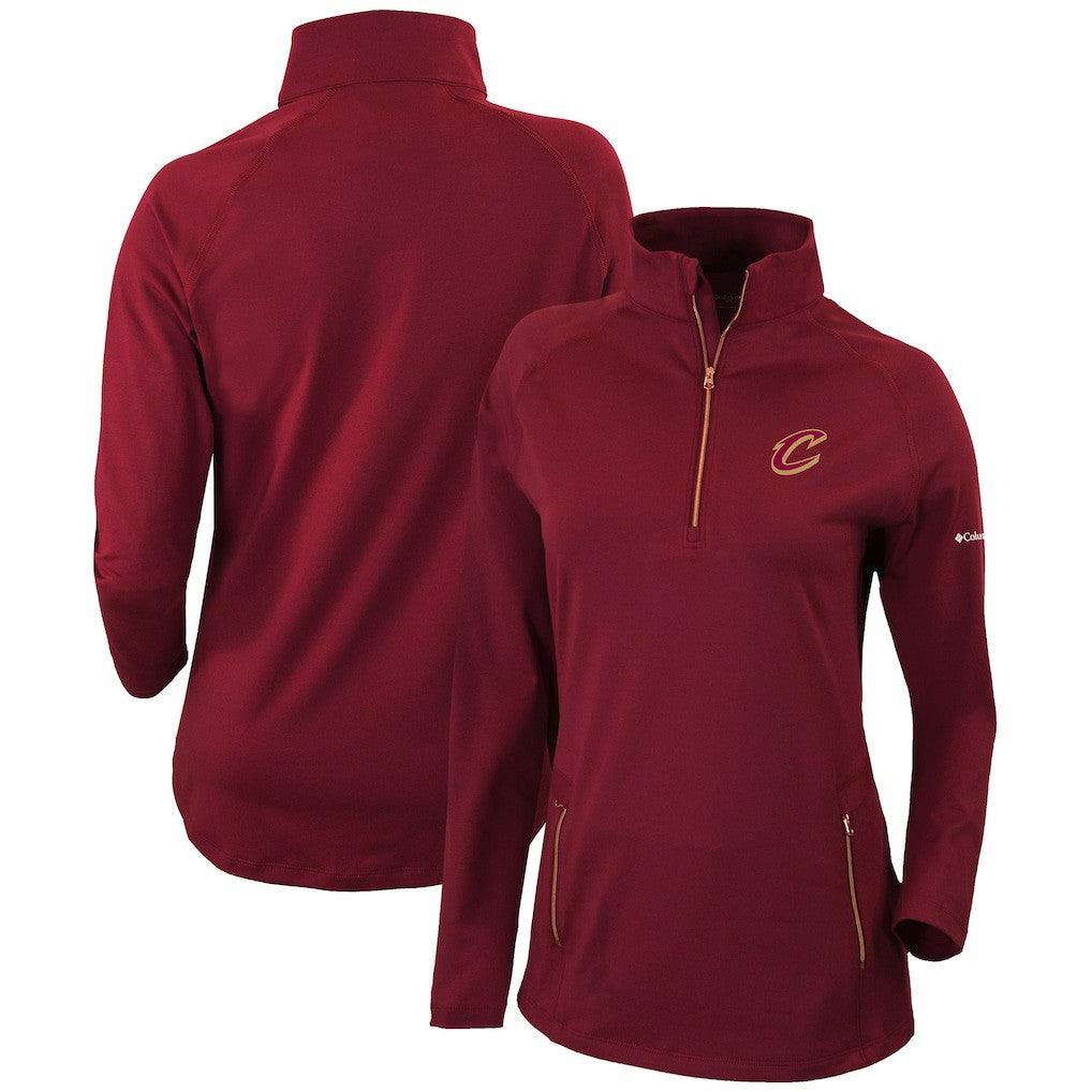 Cleveland Cavaliers Women's Omni-Wick Outward Nine Quarter-Zip Pullover Top Burgundy - Columbia
