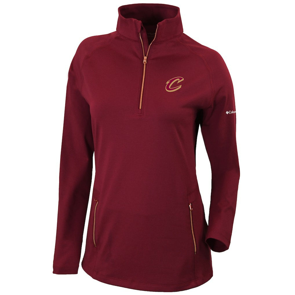 Cleveland Cavaliers Women's Omni-Wick Outward Nine Quarter-Zip Pullover Top Burgundy - Columbia