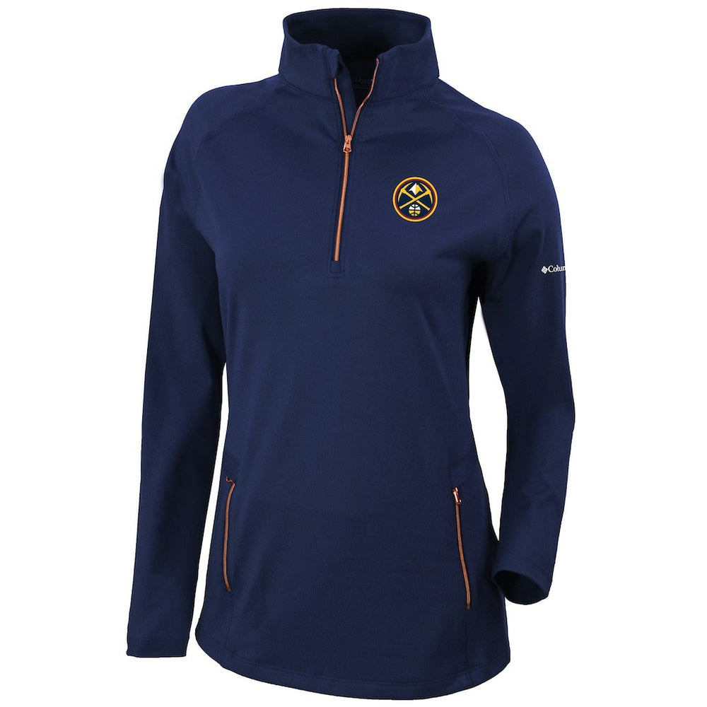 Denver Nuggets Women's Omni-Wick Outward Nine Quarter-Zip Pullover Top Navy - Columbia