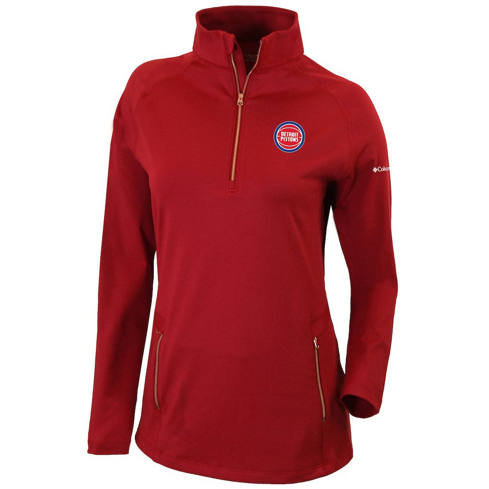 Detroit Pistons Women's Omni-Wick Outward Nine Quarter-Zip Pullover Top Red - Columbia