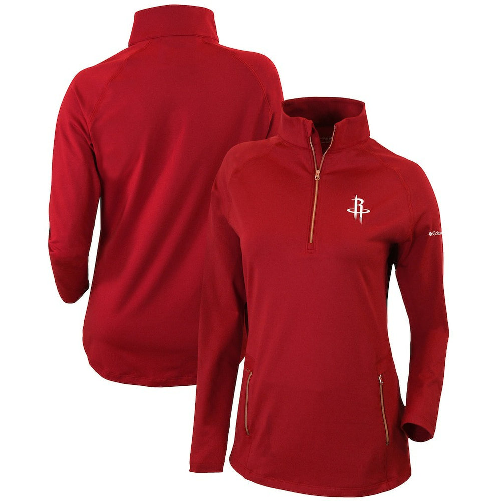 Houston Rockets Women's Omni-Wick Outward Nine Quarter-Zip Pullover Top Red - Columbia